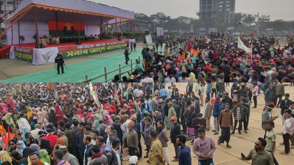 বরিশালে তারেক রহমানের জনসভা, নেতাকর্মীদের ঢল