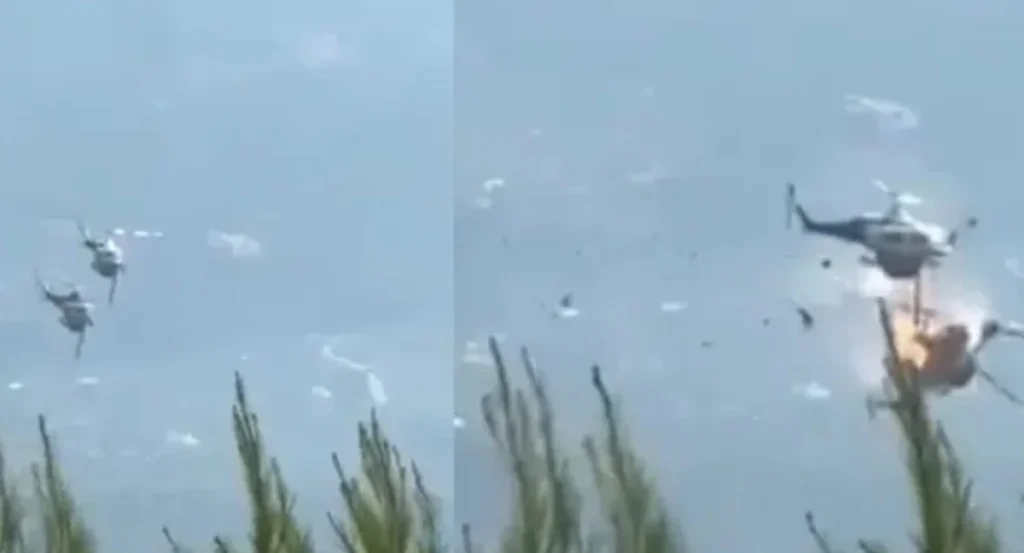 দাবানল নেভানোর সময় মাঝ আকাশে দুই হেলিকপ্টারের সংঘর্ষ