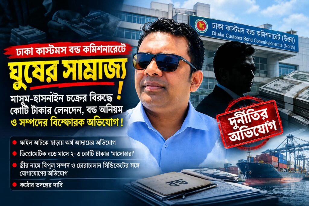 ঢাকা কাস্টমস বন্ড কমিশনারেট উত্তরে অনিয়মের অভিযোগ, অভিযুক্তদের বক্তব্য ও তদন্তের অপেক্ষা